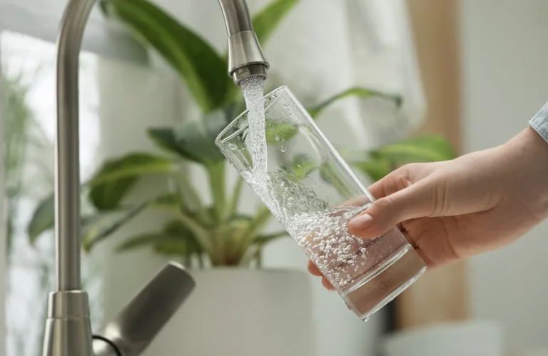 Ein kleiner Glasbecher mit einem gelben Ingwer-Zitronen-Shot.